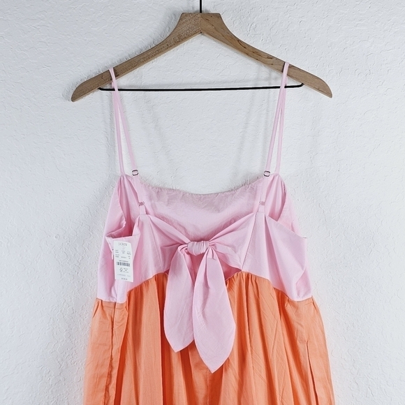 New! J. Crew Colorblock Tie Back Tiered Cotton Spaghetti Strap Maxi Dress - Picture 7 of 15